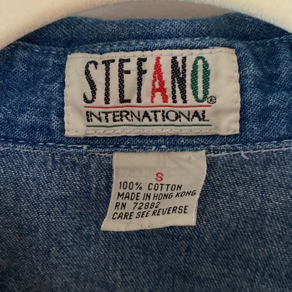 100% Cotton Jean Button-Down Vintage Embroidered Shirt - Picture 4 of 5